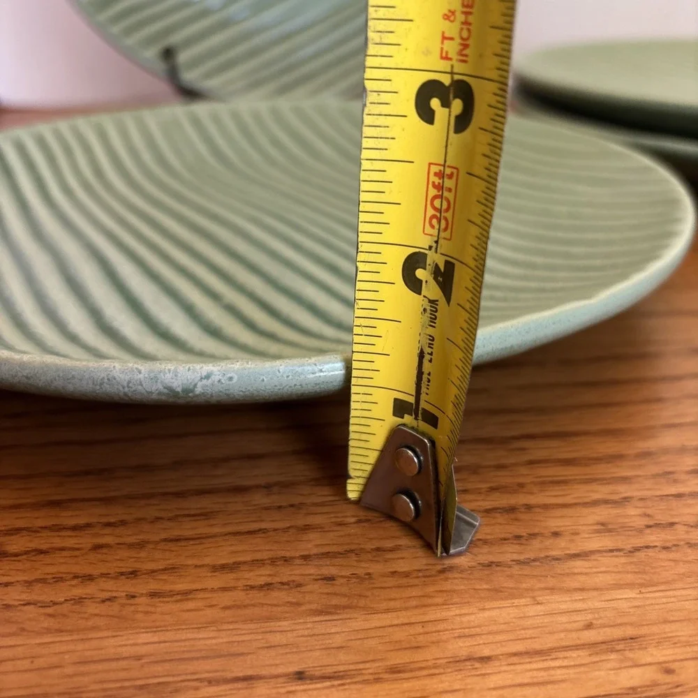 Pier 1 Per210 Two Tone Green Textured Body Stoneware 10